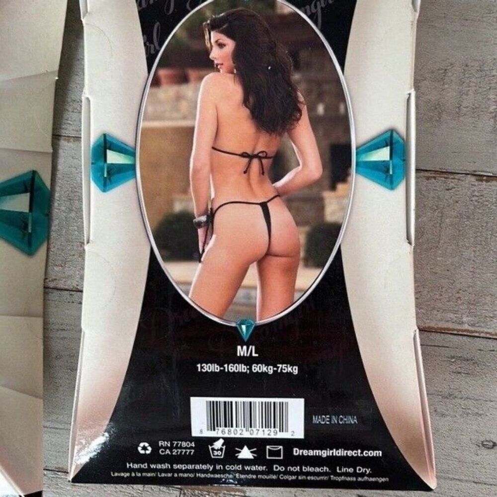 Dreamgirl Crushed Velvet Bikini Top G-String Bottom Set Size S/M NWT Swimwear - Picture 3 of 4